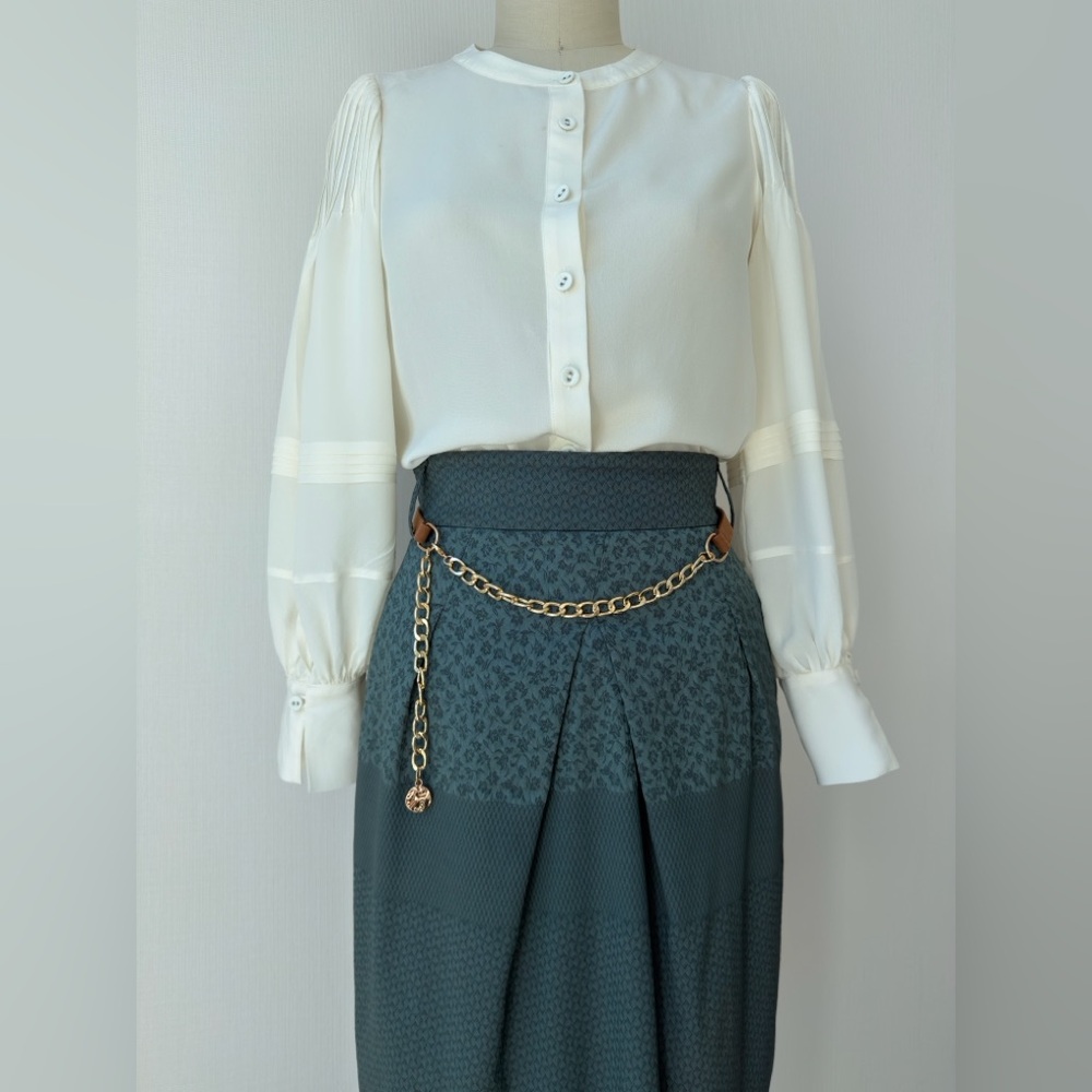 Piazza Sempione Elegant Gray/Green Skirt Made in Italy Size S. - Picture 7 of 17